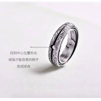 天文球戒指项链男女学生复古创意翻转天文仪星空宇宙情侣指环尾戒 复古银色 6号