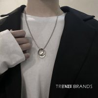 王一博同款钛钢不掉色戒指项链潮人韩版个性毛衣链情侣男女吊坠 爱豆同款项链/不掉色 镭射袋子