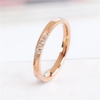 斜边镶钻戒指女钛钢镀玫瑰金不掉色不过敏韩版学生简约ins潮个性 斜边镶钻戒指(玫瑰金色) 4号(美号)