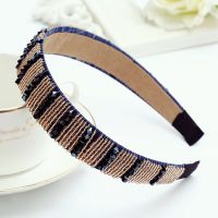 韩国发饰宽边蕾丝发箍女发卡水钻头箍发夹带齿防滑压发卡子头饰品 154C款 黑色