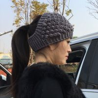 超宽发带遮白发头箍韩国甜美森女系洗脸毛线头巾头套发箍头饰女 菠萝豆灰色