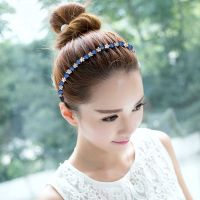 铁质防滑带齿洗脸发箍水钻头箍简约发带成人发卡发饰刘海发夹头饰 8623蓝+白