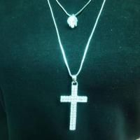 双层毛衣链女长款钥匙项链气质时尚配饰吊坠学生情侣闺蜜礼物挂件 双层钻石十字架