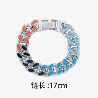 SAZ 彩色高街风格古巴手链男嘻哈女同款滴胶撞色cuban粗款手饰潮 滴胶彩色手链/17CM