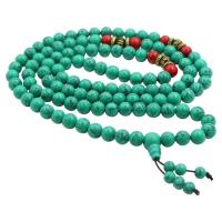 108颗天然绿松石手链天然高瓷蓝松石手链男女手串情侣毛衣链项链 精品绿松石手串108颗0.6