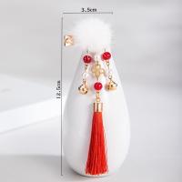 古风汉服毛球发夹女可爱边夹侧边流苏夹子儿童发饰中国风冬季头饰 白色秋雪 单只