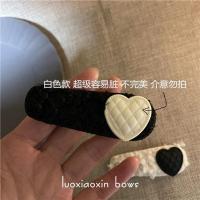 秋冬日系爱心黑白毛绒少女侧边发夹女后脑勺可爱bb夹边夹复古发饰 黑毛白色爱心发夹1个