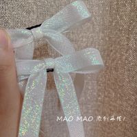 原创人鱼姬蝴蝶结发卡发夹后脑勺边夹侧边仙气少在逃女公主头饰品 琉璃白飘带款(一对)