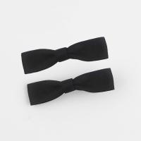 [2个装]成人简约布艺一字夹韩版鸭嘴夹学生蝴蝶结发夹女刘海夹 黑色A款2个装