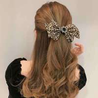 韩国豹纹发夹大蝴蝶结发卡成年发圈时尚后脑勺气质发饰女发箍头饰 韩国时尚豹纹发夹