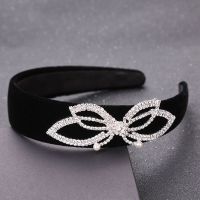 韩国简约布艺宽边发箍头箍水钻头饰百搭发带宽发卡女发夹发窟 蝴蝶