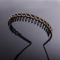 发饰韩国百搭简约带齿防滑水钻头箍带齿发卡头饰压发夹成人发箍女 香槟色 均码