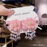 汉服儿童发饰发卡头饰夹子韩国古风古代公主饰品女童古装公主发夹 1粉花朵铃铛