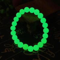 天然蓝绿色夜明珠夜光石水晶手链女男 萤石手串 时尚饰品情侣礼物 黄绿光8mm(苗条女生