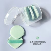 菠萝蛋黄派气垫粉扑棉花糖干湿两用不吃粉化妆粉饼粉底液专用海绵 嫩绿色5片装(附收纳盒)