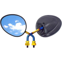 碳钎维纹后视镜 通用改装小牛极酷鬼火福喜酷奇战速小龟王反光镜 正正牙 8mm 彩杆短