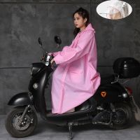 时尚透明多功能成人男女学生雨衣电动车自行车长款防暴雨骑行雨披 粉色纯色(单帽檐+按扣拉链+手套) XL