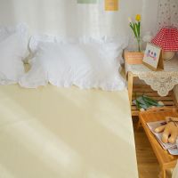 ins北欧风糖果色床单奶油色被单单人双人公主风床上用品单件 奶油黄 120*220寝室单人床单