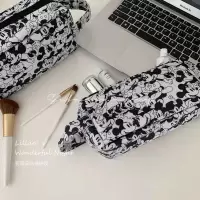 莉莉安波浪纹<青桔>化妆包包学生便携外出随身简约风洗漱包收纳袋 米奇手拎化妆包