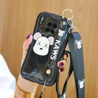 华为mate40/30Epro手机壳软女款nova8/7斜挎p30/40p腕带荣耀30pro 黑色暴力熊[送背带] 荣耀