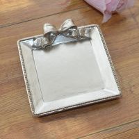 新款欧式饰品收纳盘珠宝收纳盘装饰摆件工艺品 方形银色收纳盘9.5*9.5CM