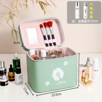 新款化妆品收纳包化妆包便携大容量小雏菊化妆箱手提盒化妆包韩版 [2020]小雏菊常规款薄荷绿