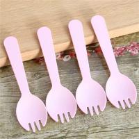一次性勺叉子叉勺甜品外卖饭冰激凌布丁小勺儿童餐具塑料散装批发 粉色 500个