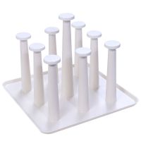 创意沥水杯架家用杯子架倒挂玻璃杯置物架茶杯托盘塑料水杯防尘架 方形9杯款白色