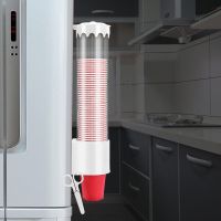 一次性杯子收纳架饮水机自动取杯器家用厨房客厅杯子防尘置物架 升级款白色 ABS