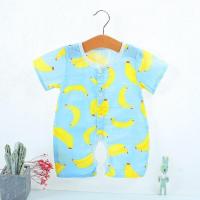 婴儿衣服夏装女宝宝三角哈衣公主满月服百天新生儿连体衣包屁衣薄 小香蕉开档短袖哈衣 66 码