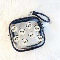 韩国超火ins熊猫化妆包透明可爱旅行洗漱包便携收纳袋日系化妆袋 熊猫透明口红包(黑绳)