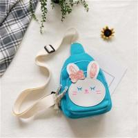 儿童小包包韩版卡通帆布小兔胸包男女童单肩包可爱宝宝潮流斜挎包 蓝色太平兔子