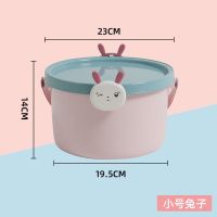 可爱宝宝玩具收纳桶塑料儿童水桶大号积木整理箱带手提储物盒 小号兔子收纳桶+贴纸