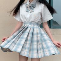学院风学生装可爱夏季新款dk格裙套装百褶裙半身裙jk制服裙正版女 衬衫 XS [60-80斤]