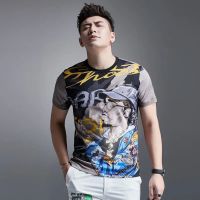 欧洲站2021夏季新款冰丝烫钻修身短袖t恤潮牌个性时尚男潮流半袖 802灰色 M (90-100斤)