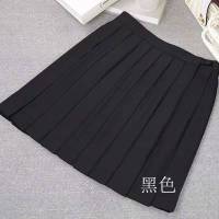 泰国校服学生装JK制服基础款百褶裙半身裙日系正版短裙黑色绀色 黑色(调节扣款)43cm XS[腰围58-62]