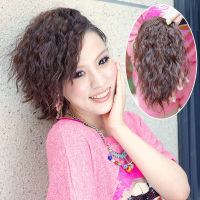 假刘海夜店玉米烫蓬松卷斜刘海假发片流海齐发箍留海补发假发片 微红-深棕色