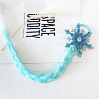 冰雪公主儿童发箍皇冠假发麻花辫头箍儿童发饰爱莎女王带钻假发 大雪花浅蓝辫c12