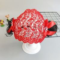 韩版宝宝发带头花女婴儿童发饰公主头饰假发摄影拍照头饰发带 大红小丸子 8-36个月左右头围45-50cm