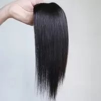 假发男短发背头马尾可扎小辫子韩版头顶补发片逼真自然时尚假发片 黑色