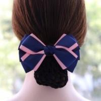 职业发网蝴蝶结韩国空姐头花护士电信移动员工工作带网兜发夹 1号配黑粗网