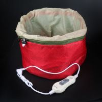 理发店加热烫发帽发膜发廊大号蒸发焗油家用头发护理电热帽子 红色三档电热帽