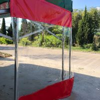 加厚透明围布pvc软玻璃广告摆摊折叠帐篷遮阳伞车棚侧布挡风遮雨 加厚红色+透明(每平方)
