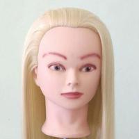 美发头模特头假人头长短发可电卷仿真发头模发廊剪发公仔头教习头 米白色(无妆)