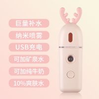纳米喷雾补水仪器便携小型充电喷雾可爱少女手持喷雾机脸部加湿器 配送USB充电线[标准配置] [2021升级款]充电套装无