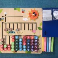 幼儿园小学生数学启蒙教具数字计算板计数器算数棒儿童玩具算盘 彩色计算板+数学棒+数字卡片 1