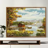diy数字油画古风风景数字彩绘减压手绘油彩画客厅装饰画 日本茶屋 085丰收 40*50无框(画布颜料画笔)