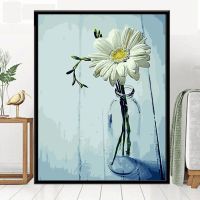新品diy数字油画客厅花卉简单填色手工绘装饰画油彩画 阳光向日葵 X050小雏菊 40*50不带框(画布颜料画笔)