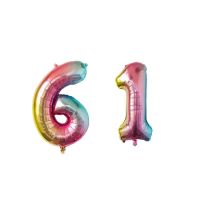 六一儿童节气球装饰幼儿园小学校教室布置商场节日装扮数字61气球 彩虹色数字61 16寸(40cm)