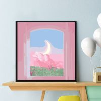 数字油画填色diy治愈风景月下动漫填充手工绘画画涂油彩装饰挂画 XF-020月下窗景 [30*30cm不带框]